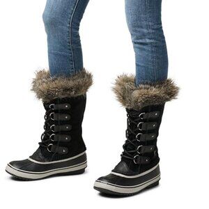 Sorel Joan of Arctic Waterproof Fur Top Black Quarry Boots - Size - 6